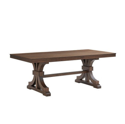 78.74 Rectangular Rubber Wood Dining Table For 6-8 With Wooden Trestle