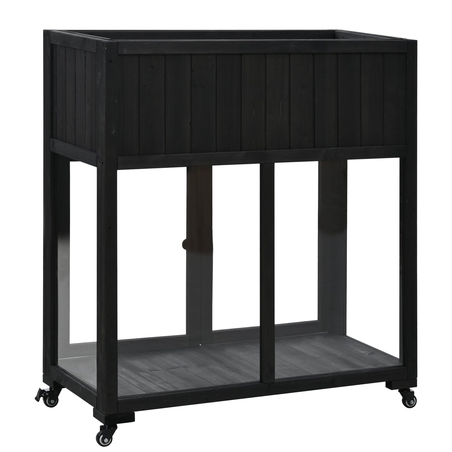 Patio 35.4''x17.7''x37.4'' Mini Wood Cold Frame, Compact 2 Doors