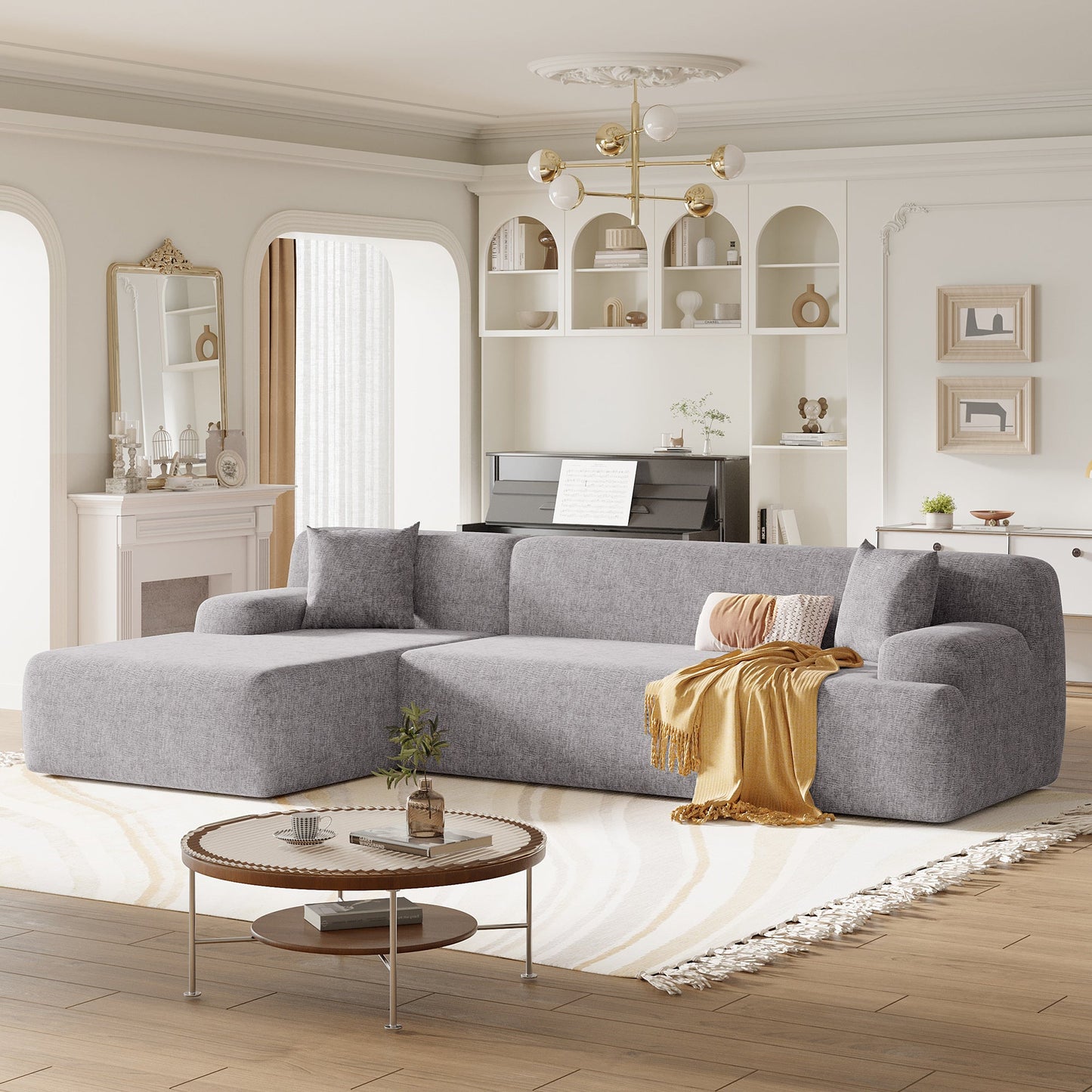 Modern Large L-Shape Modular Sectional Sofa for Living Room, Bedroom,