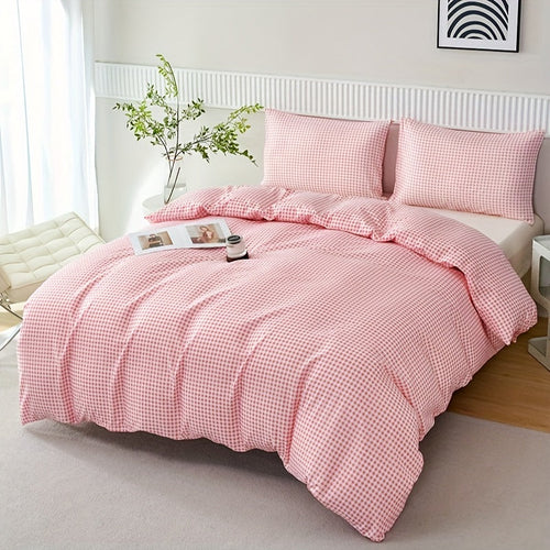 Plaid Quilt Cover 3Piece Bedding Set