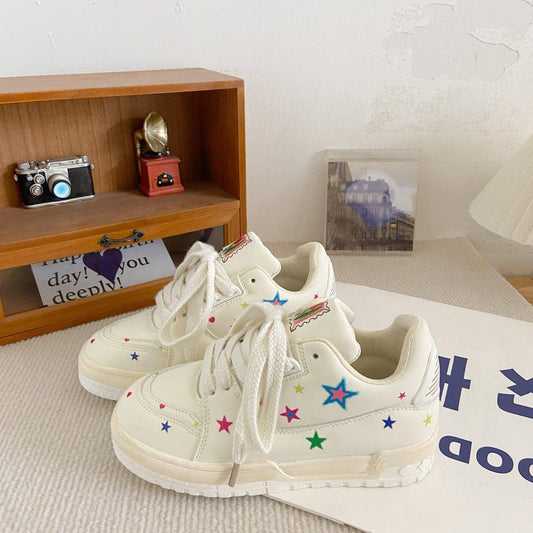 New Leather Flat Platform Sneakers