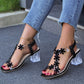 Fashion Flowers Sandals With Transparent High Square Heels Summer