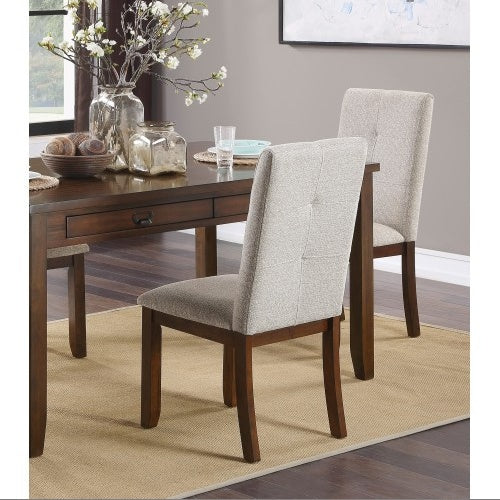 Chenille Upholstered Chairs Set Of 2 Dark Cherry Finish Wood Frame