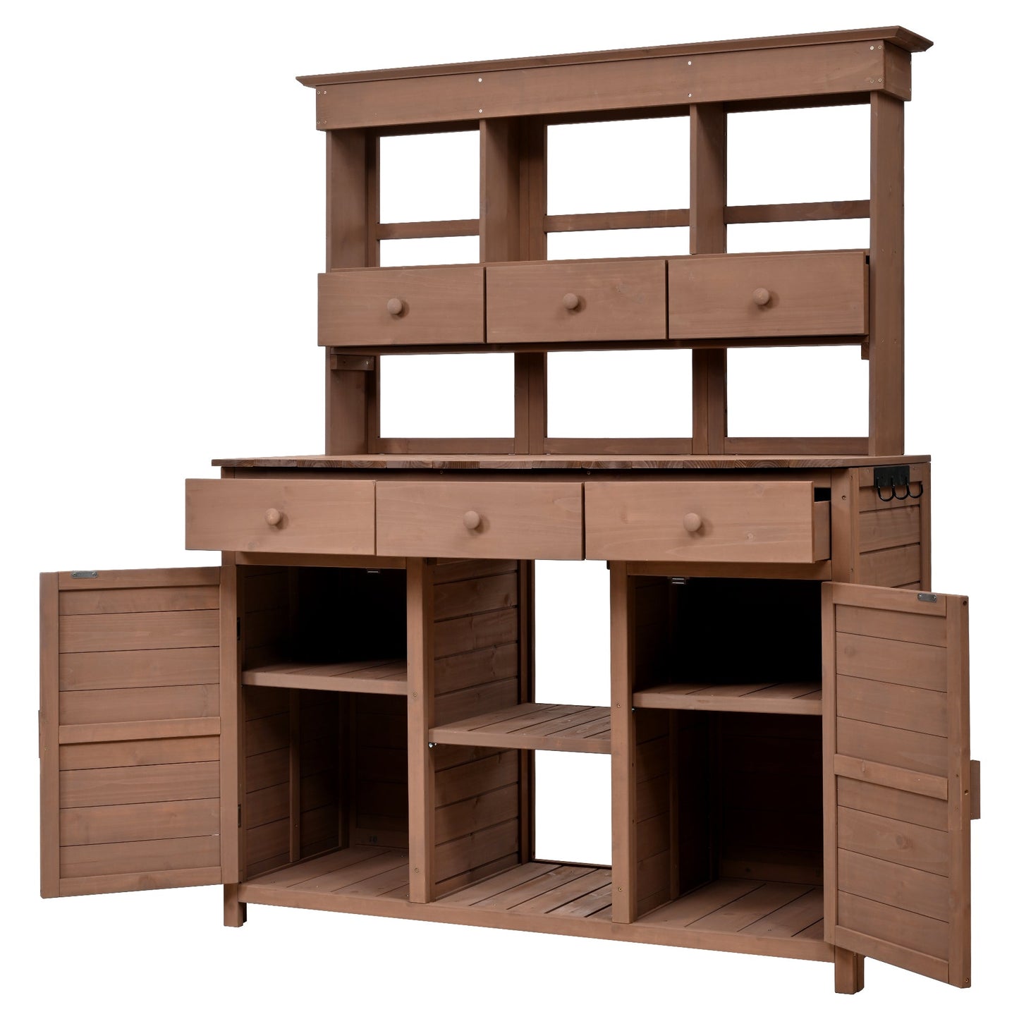 65.7'' H Tall Garden Potting Bench Table with Hutch,Patio Storage