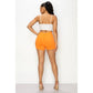 W HIGH WAISTED SUPER-STRETCH WOMEN'S COLORED SHORTS | S / Orange