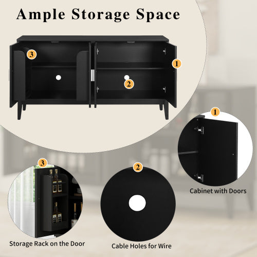 4 Door Sideboard Storage Cabinet With Gantry For Living Room And