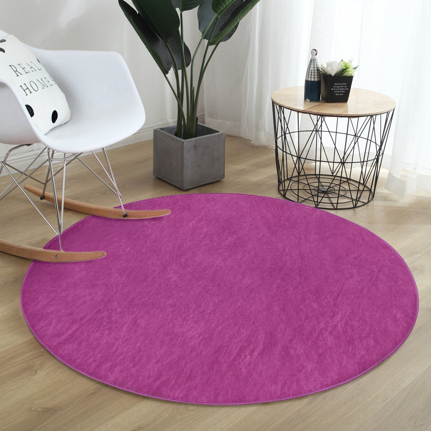 Purple Round Rug, Living Room Decoration Circle Carpet, Bedroom Floor