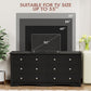 Dresser with 6 Drawer, Wood Wide Chest Storage Organizer and TV Stand