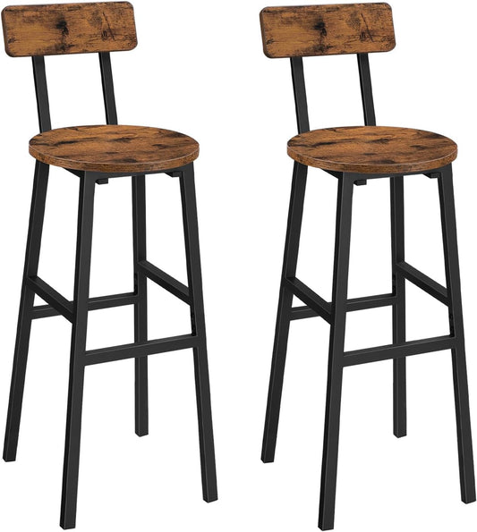 Bar Stools, Set of 2 round Bar Chairs, 28 Inches Barstools with Back,