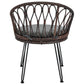 Outdoor Leisure Set, 2 Rattan Single Chairs with A Glass Round Table,