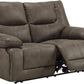 Gray Leather Reclining Loveseat with USB Charging rana