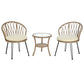 Outdoor Leisure Set, 2 Rattan Single Chairs with A Glass Round Table,