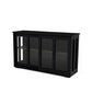 Kitchen Storage Cabinet With Glass Door - Black