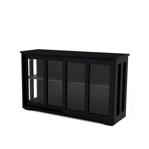 Kitchen Storage Cabinet With Glass Door - Black