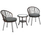Outdoor Leisure Set, 2 Rattan Single Chairs with A Glass Round Table,