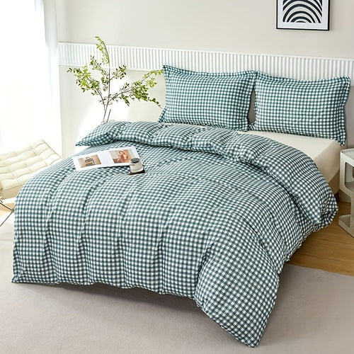 Plaid Quilt Cover 3Piece Bedding Set