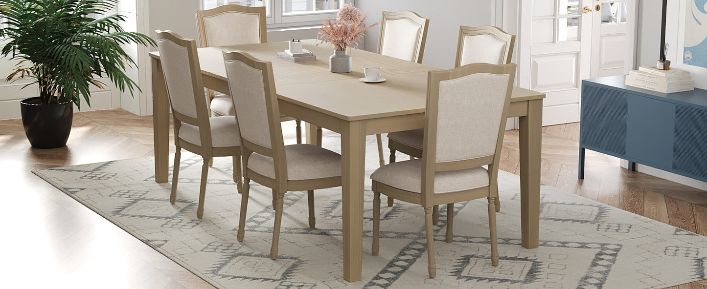 Rustic 7-Piece 78.1inch Extendable Dining Table Set with 18inch