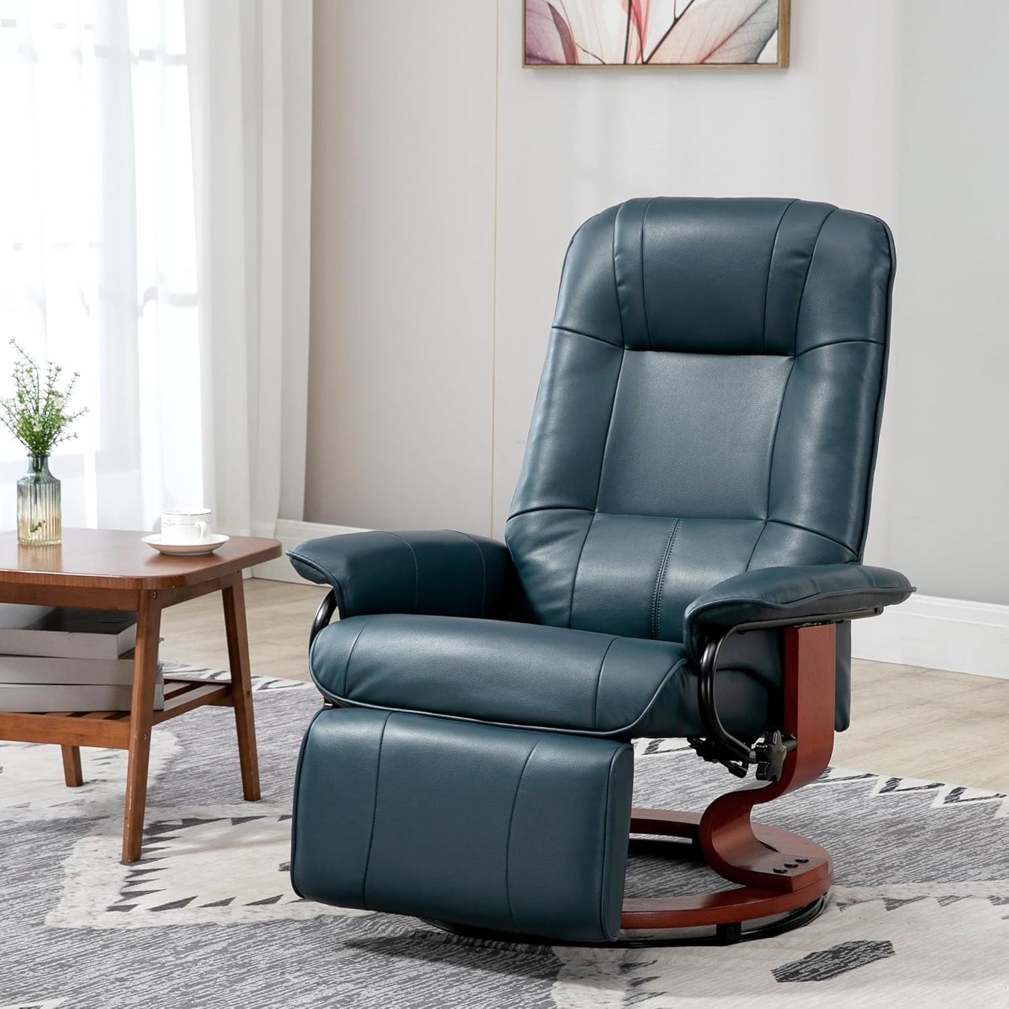 Faux Leather Manual Recliner, Adjustable Swivel Lounge Chair with