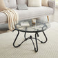 2 Piece Tempered Glass Surface Coffee Table Set, Decor Coffee Table