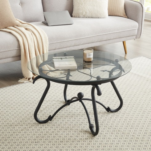 2 Piece Tempered Glass Surface Coffee Table Set, Decor Coffee Table