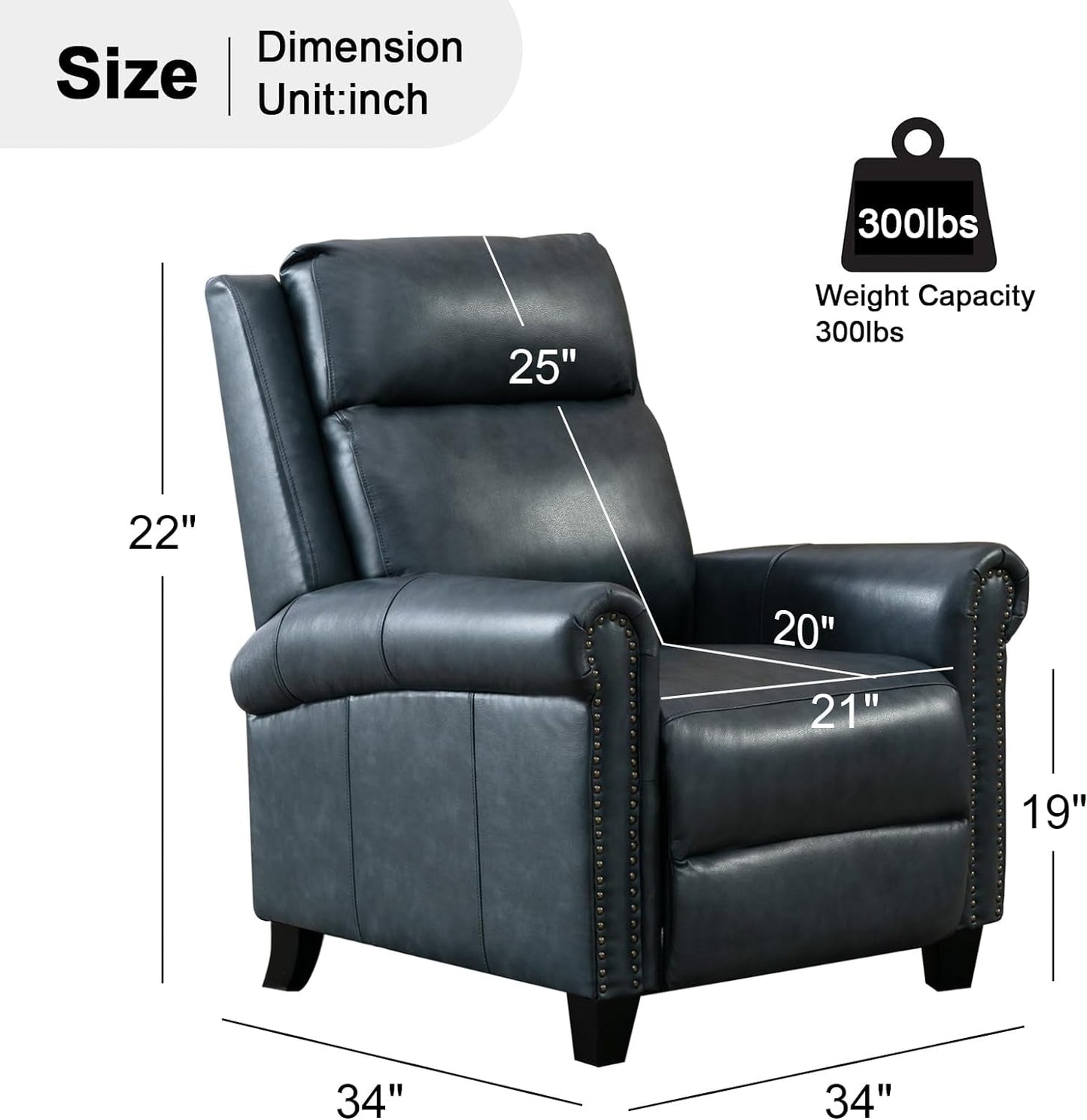 Leather Recliner Chair Set of 2, Classic and Traditional Push Back