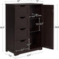 Brown Wooden Bathroom Cabinet with 4 Drawers Cupboard