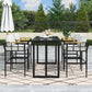 Iron Outdoor Dining Set with Acacia Wood Armrest Suitable For Patio,