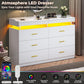 LED Dresser with 2 Pull-Out Tray, 6 Drawer Dresser, 47.2" Long Wide