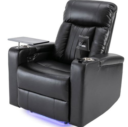Premium Power Recliner With Storage Arms, Cupholders, Swivel Tray Tabl