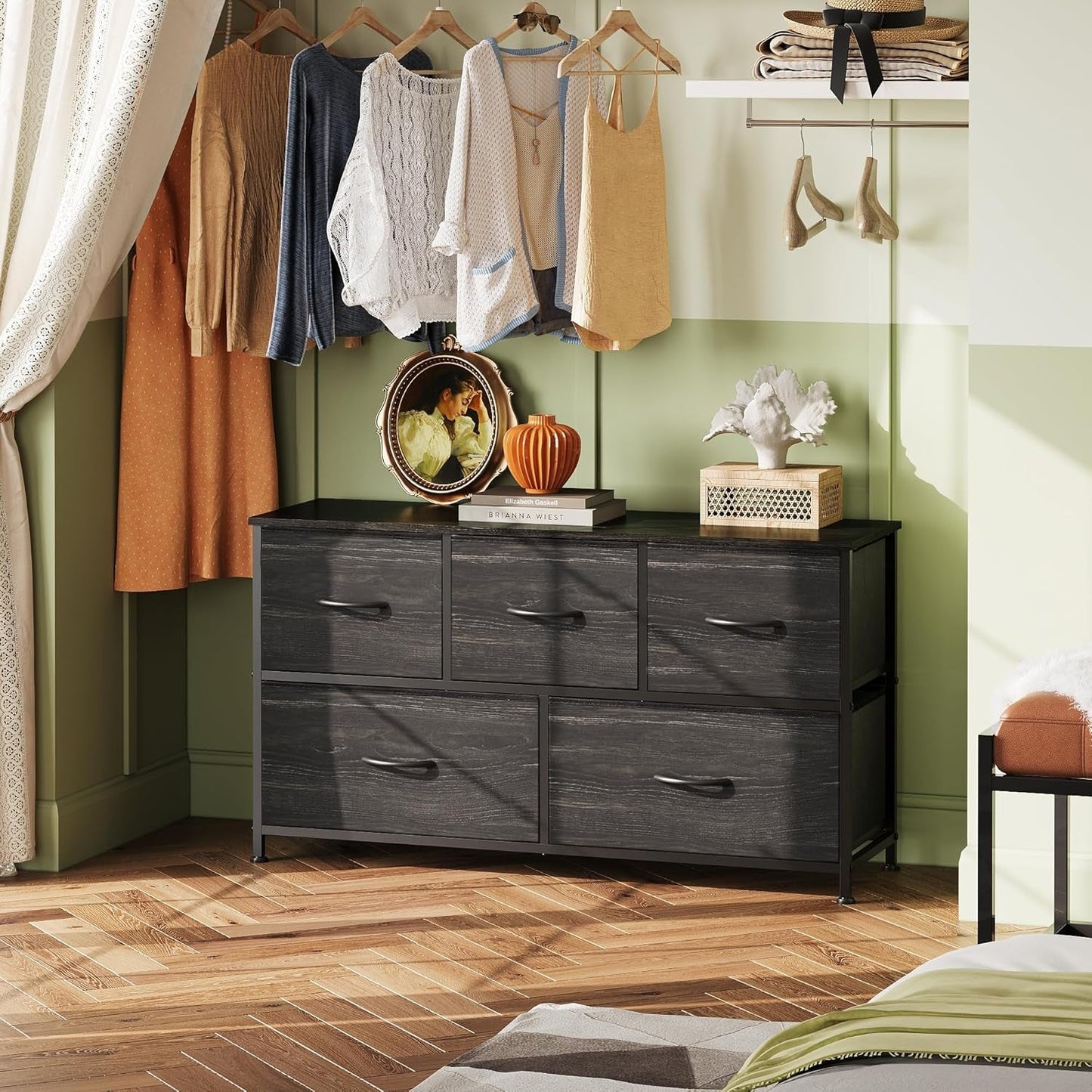 Dresser for Bedroom with 5 Drawers, Wide Chest of Drawers, Fabric