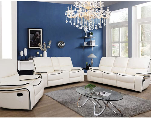 1 Piece Faux Leather Manual Reclining Sofa with Back Panel for Living