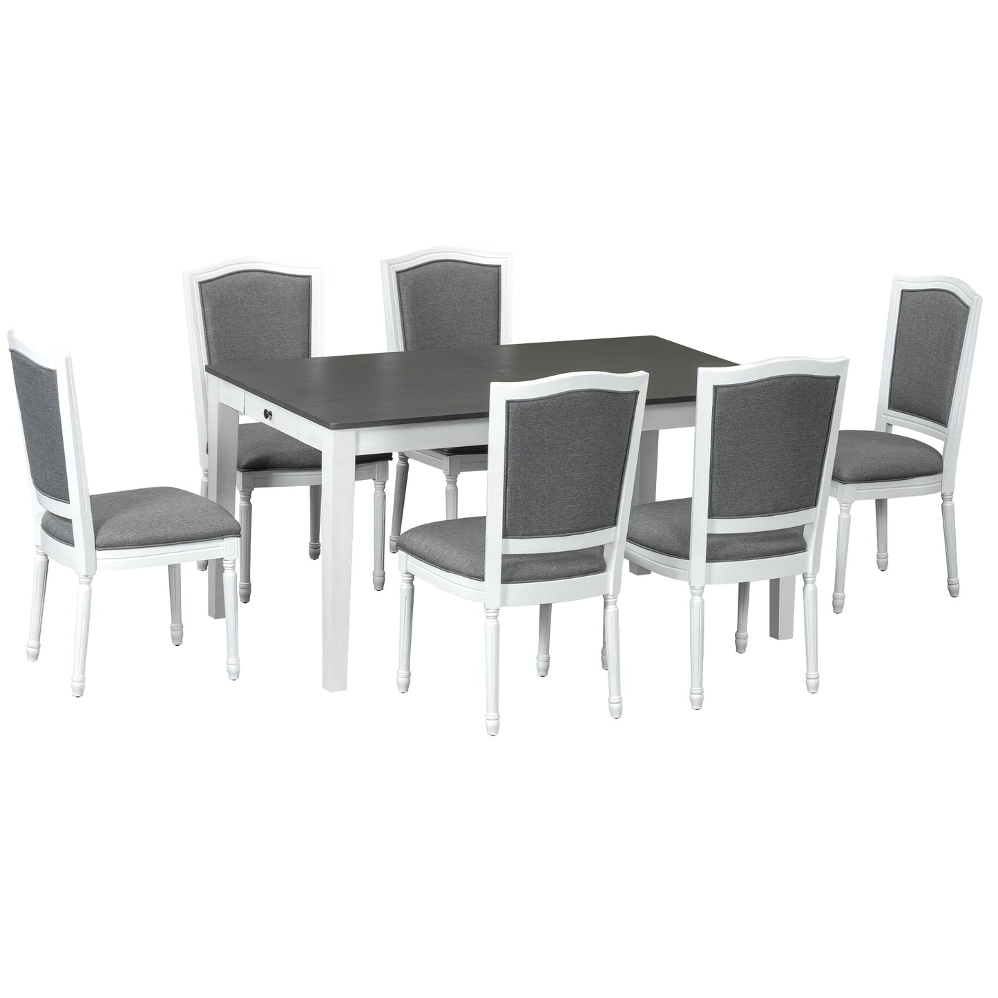 Rustic 7-Piece 78.1inch Extendable Dining Table Set with 18inch