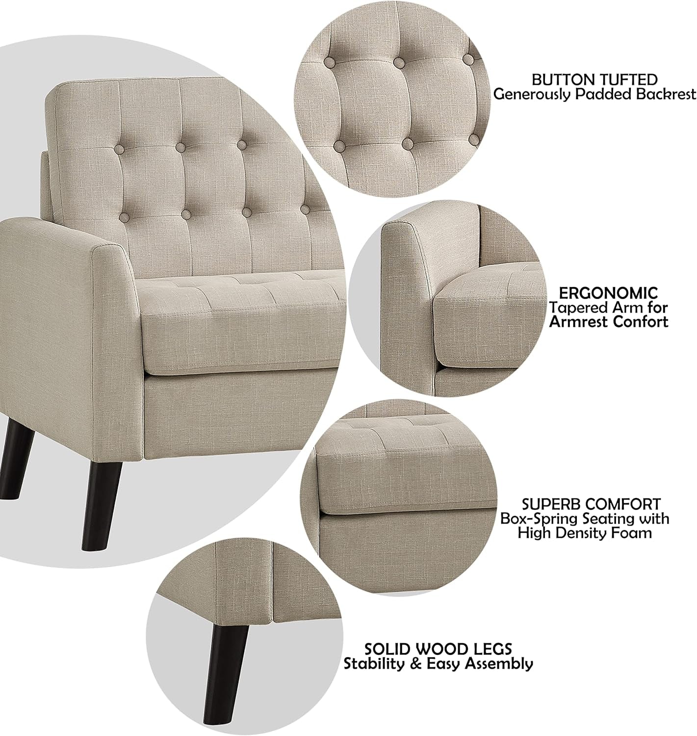 Modern Beige Loveseat for Small Spaces