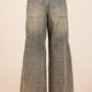 Mittoshop Washed Wide Leg Jeans with Pockets