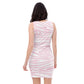 Womens Stretch Fit Bodycon Dress - Pink Line Art Sketch Print
