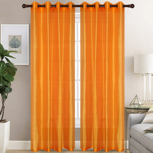 Christina - Faux Silk Semi Sheer Panel - Set of Two - Assorted Colors