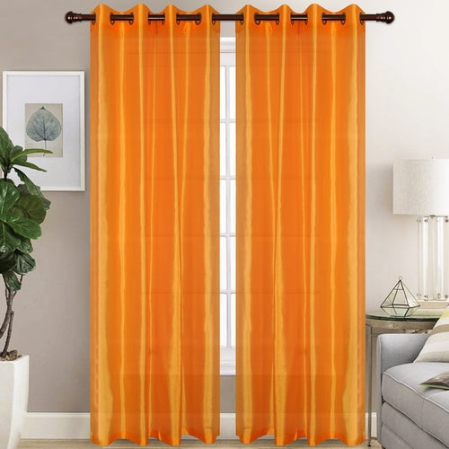 Christina - Faux Silk Semi Sheer Panel - Set of Two - Assorted Colors