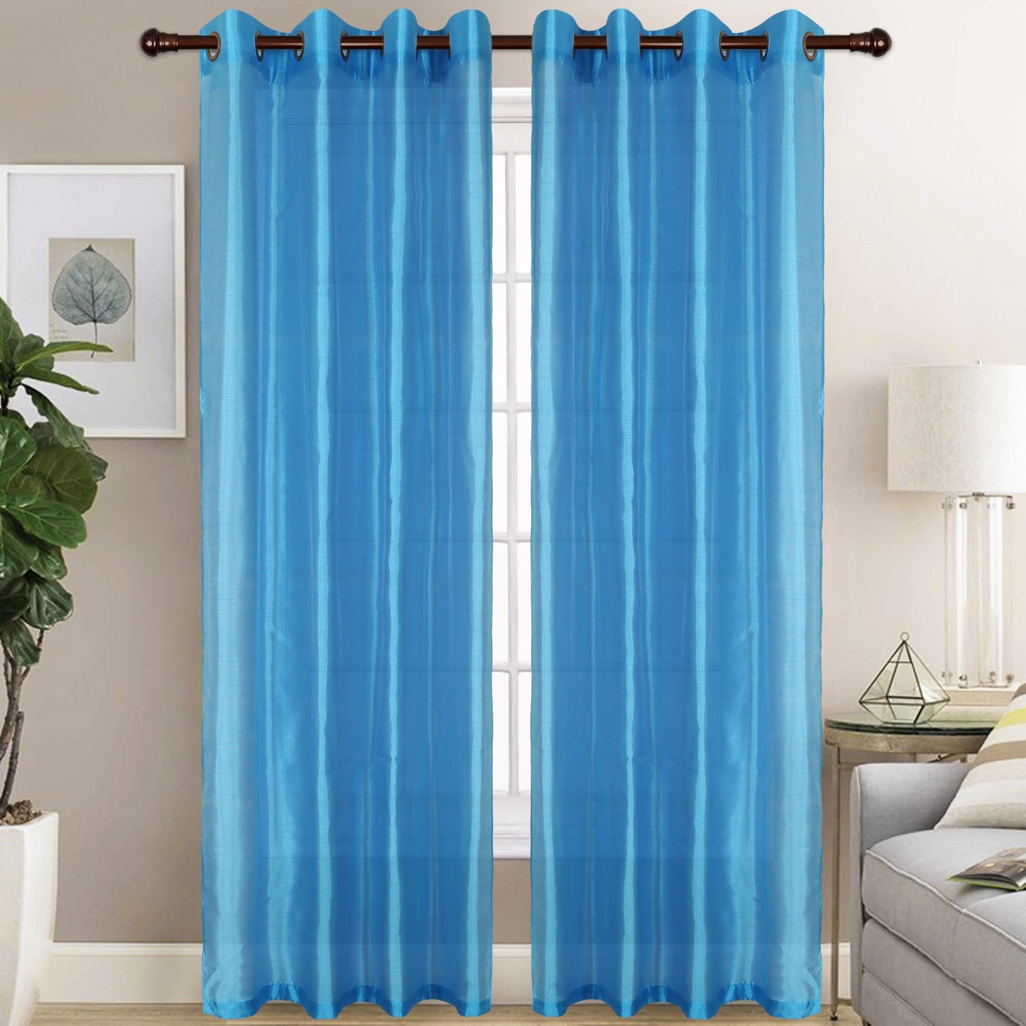 Christina - Faux Silk Semi Sheer Panel - Set of Two - Assorted Colors