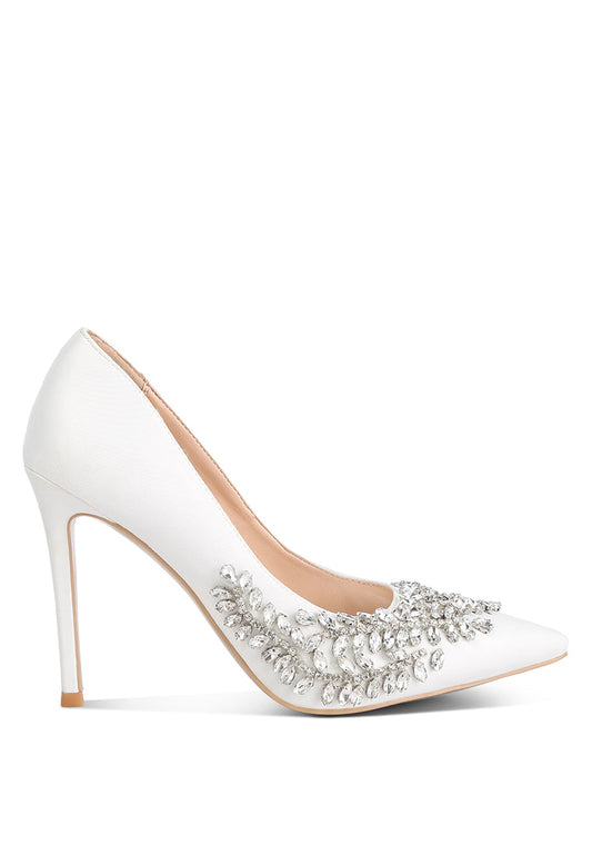 Ashlyn Rhinestones Embellished Satin Stiletto Pumps