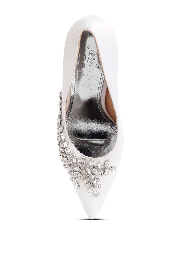 Ashlyn Rhinestones Embellished Satin Stiletto Pumps