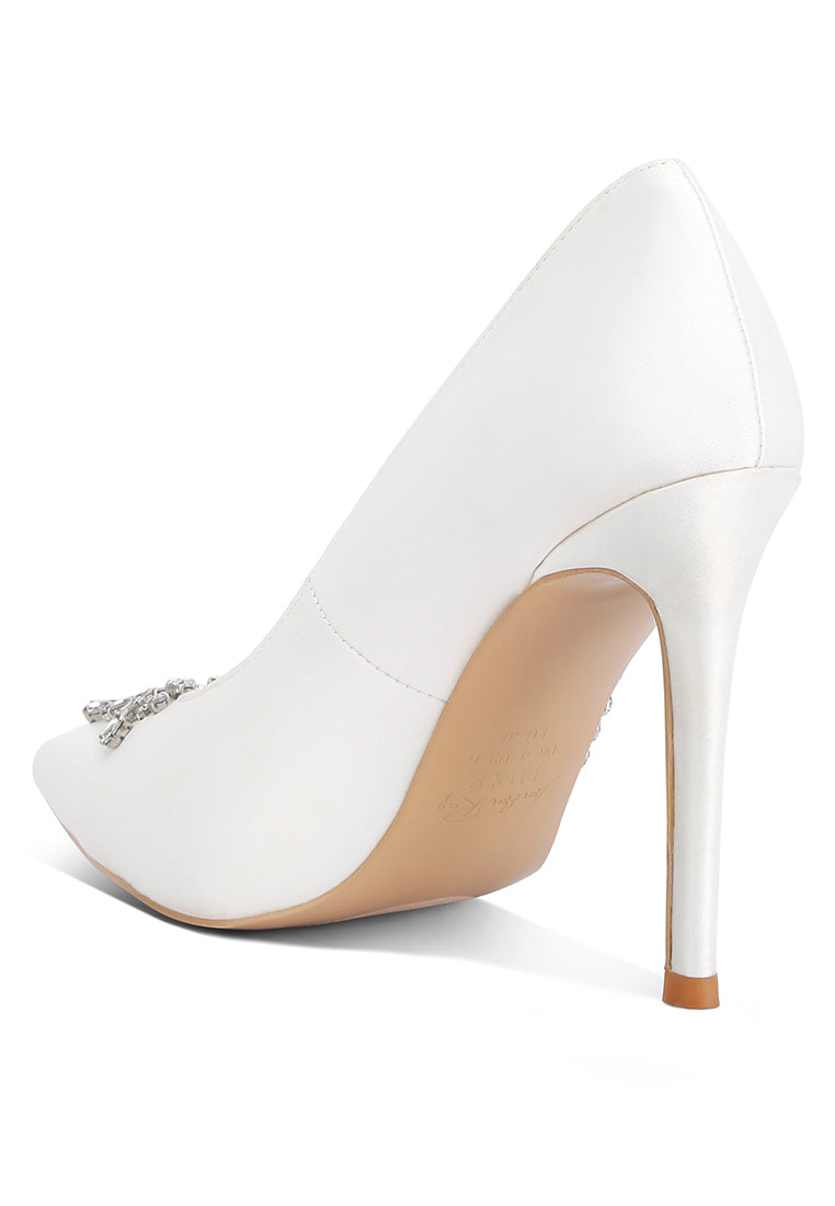 Ashlyn Rhinestones Embellished Satin Stiletto Pumps