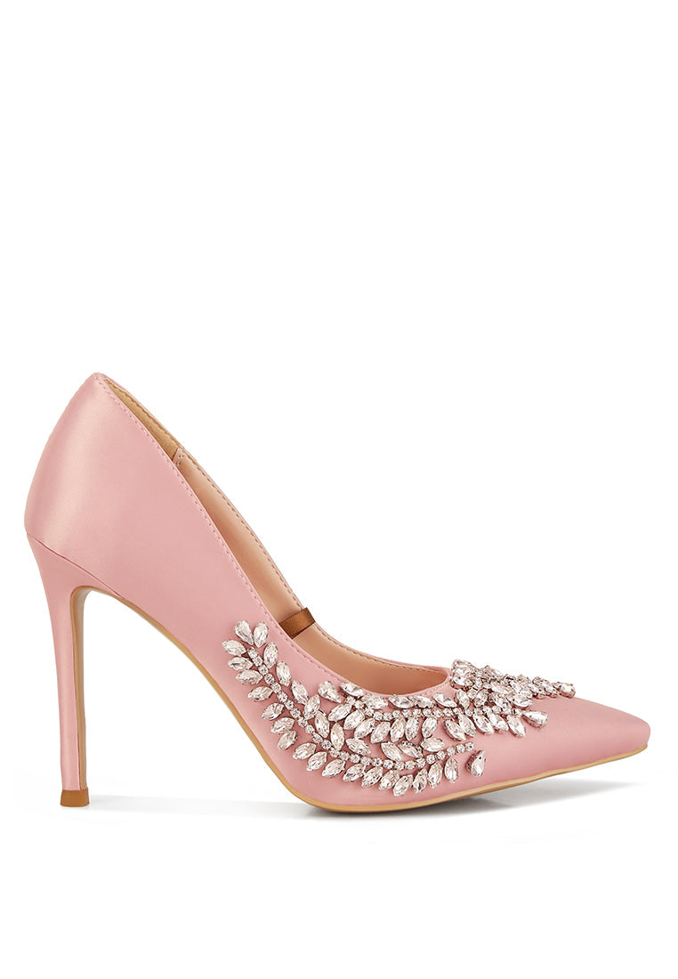 Ashlyn Rhinestones Embellished Satin Stiletto Pumps