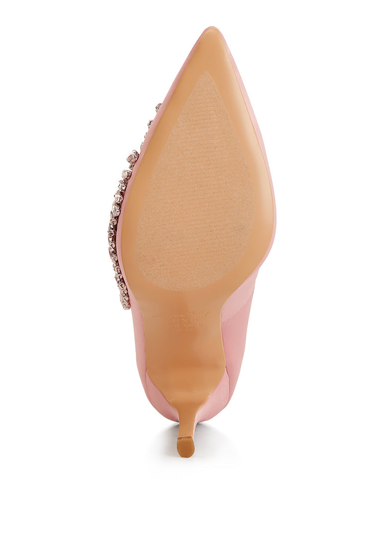 Ashlyn Rhinestones Embellished Satin Stiletto Pumps