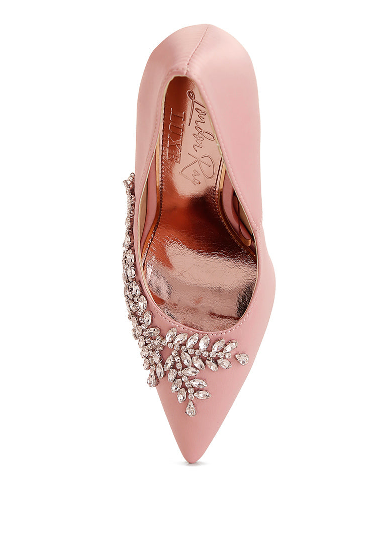 Ashlyn Rhinestones Embellished Satin Stiletto Pumps
