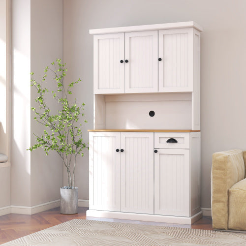 Kitchen Storage Cabinet With Microwave Countertop, Freestanding