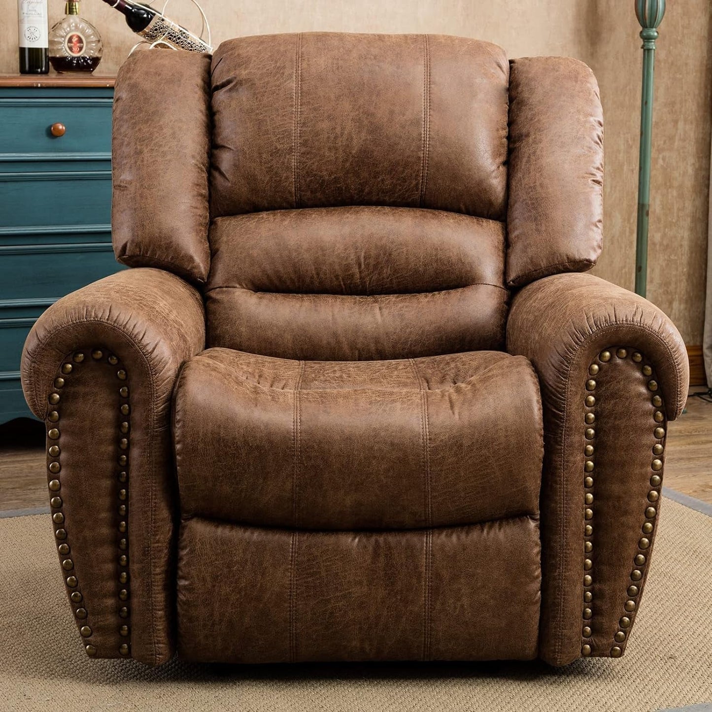 Leather Recliner Chair Set of 2, Classic and Traditional Manual