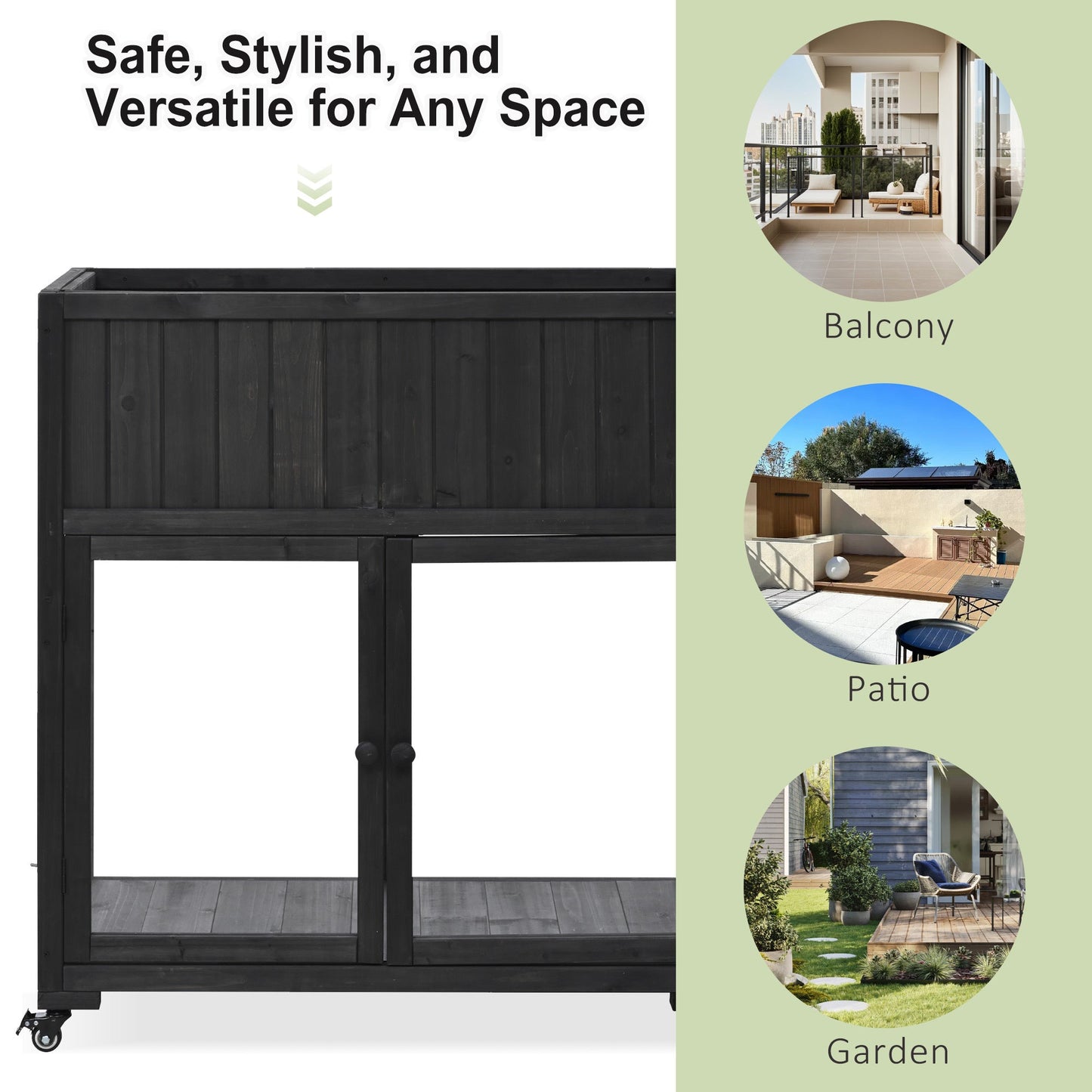 Patio 35.4''x17.7''x37.4'' Mini Wood Cold Frame, Compact 2 Doors