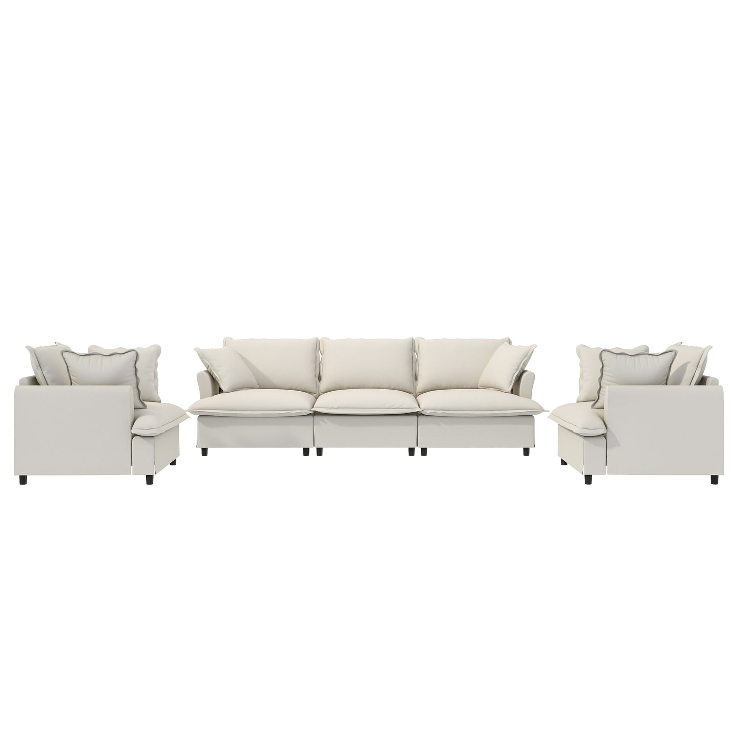 3 Piece Living Room Sofa Set,Modular Chenille Sectional