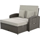 PE Wicker Rattan Double Chaise Lounge, 2-Person Reclining Daybed with