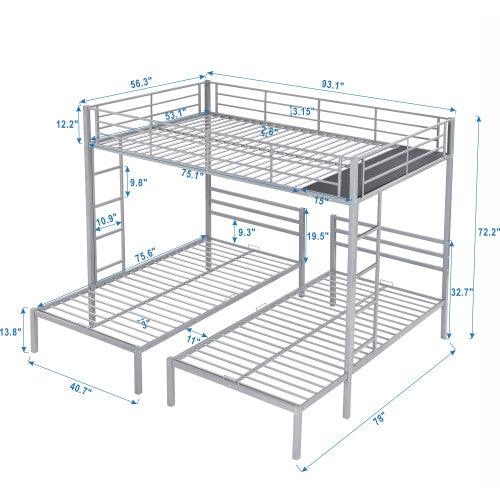 Full Over Twin Twin Size Bunk Bed With Built-in Shelf
